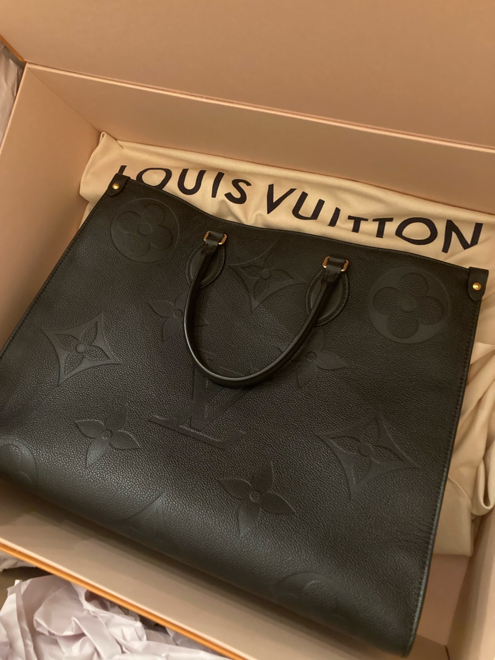 Louis Vuitton Black Embossed Monogram Onthego Tote - Picture 15 of 15